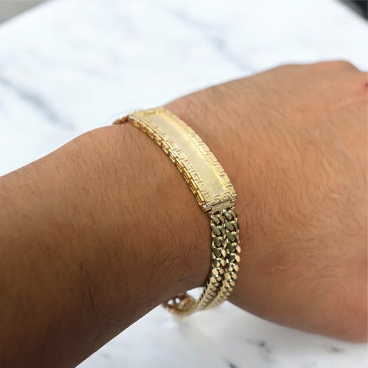 14K YG Cuban Link Name Plate Bracelet / 36.94gr / 10mm / 8.5in