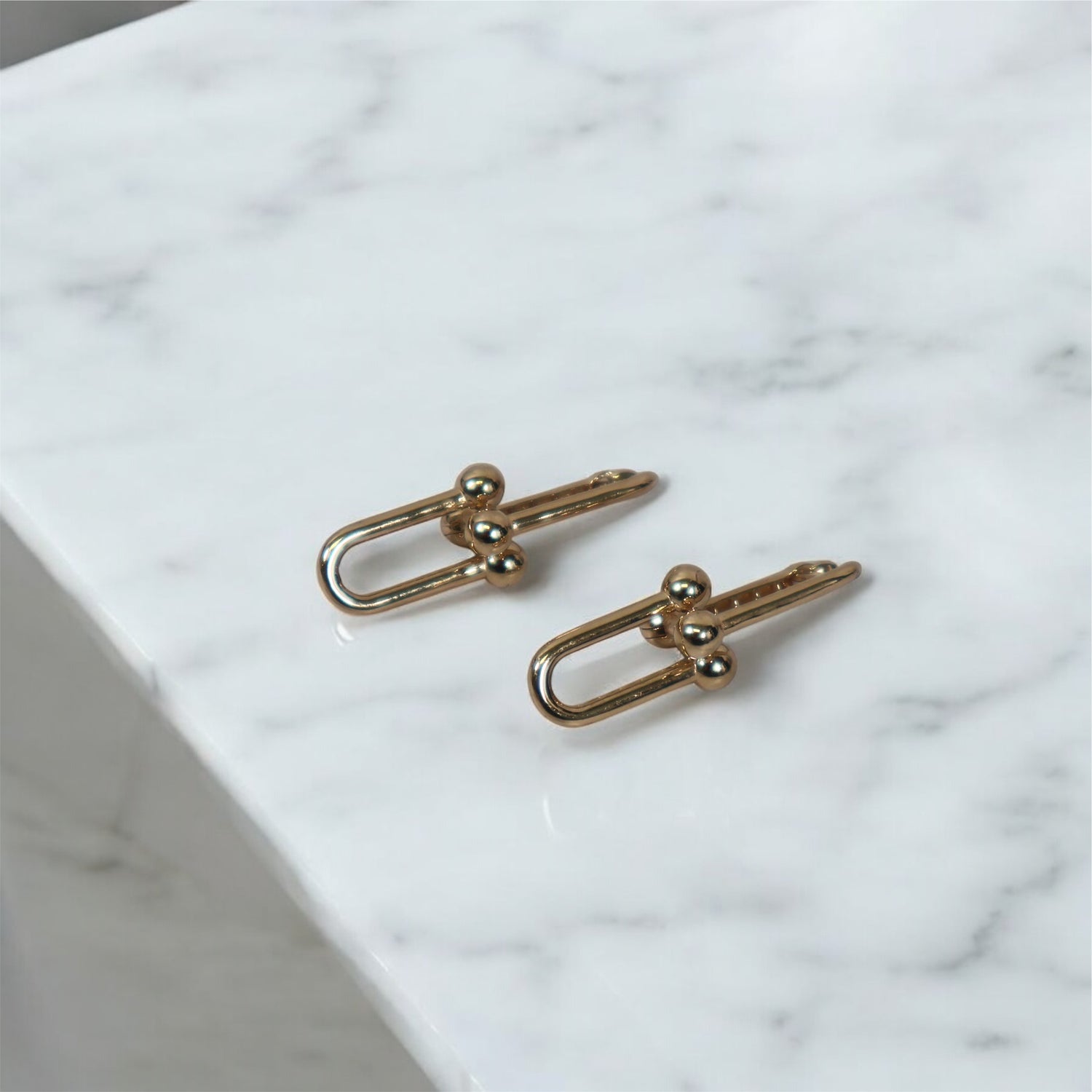 14K YG Fany Stud Earrings / 4.44gr / 1.1in