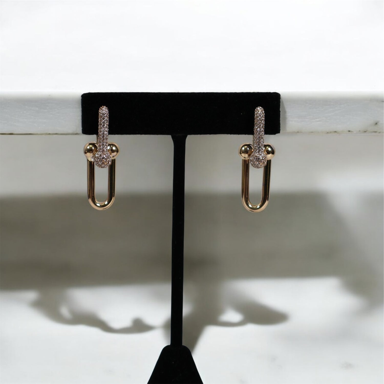 14K YG Fany Stud Earrings / 7.45gr / 1.2in
