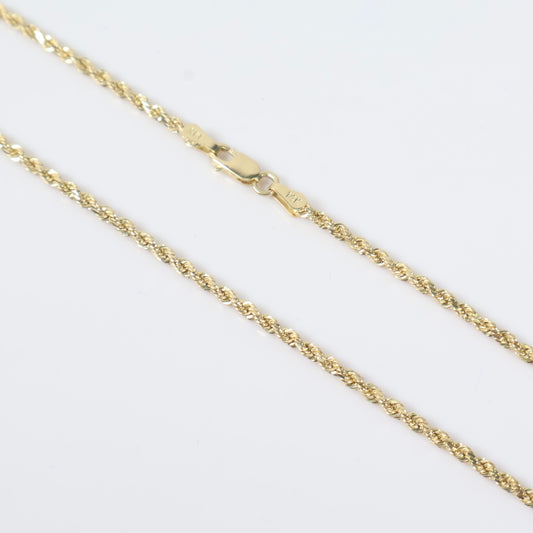 14K YG Hollow Rope Chain / 3gr / 2.2mm / 18in /