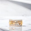 14K Yellow Gold 7 Lucky Symbols Ring With Zirconia / 4.1gr / Size 7