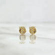 18K Yellow Gold Letter T Stud Earrings With Zircons / 0.6gr / 6mm