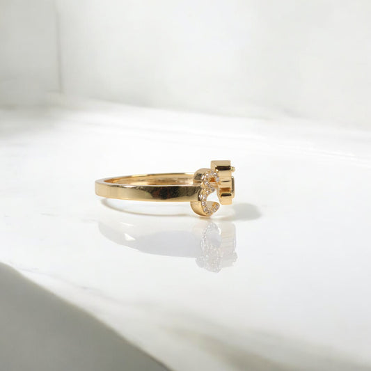 10K YG Diamond Butterfly - Letter E Rings / 2.21gr / Sz 7 / 0.07Wt Dia