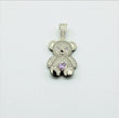 10K White Gold Diamond Bear-Heart Lilac Pendant 1.05Ct Dia / 3.87gr / 1.3in