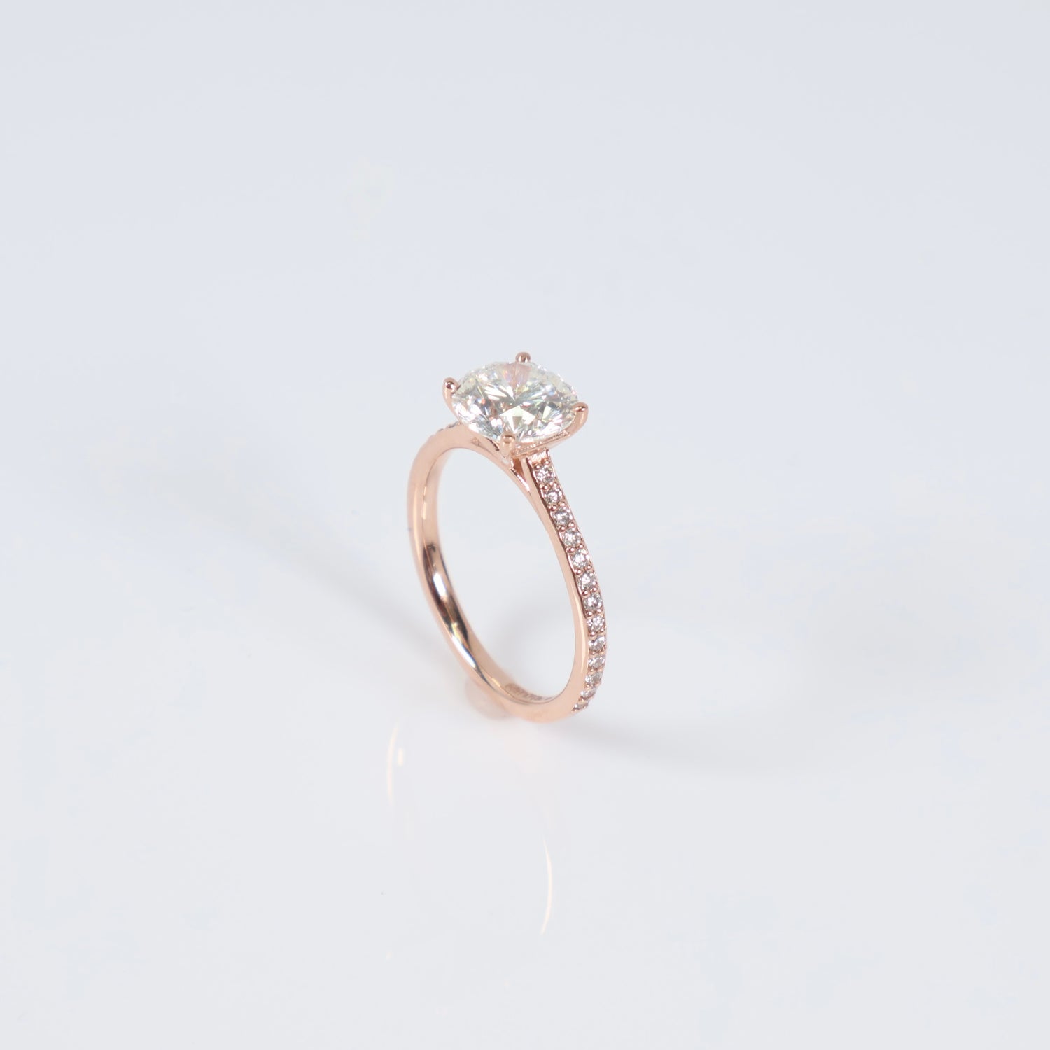 14K RG Lab Diamond Round Brilliant With Certificate Engagement Ring / 2.7gr / Sz 7 / 2Ct Lab / F / VS1
