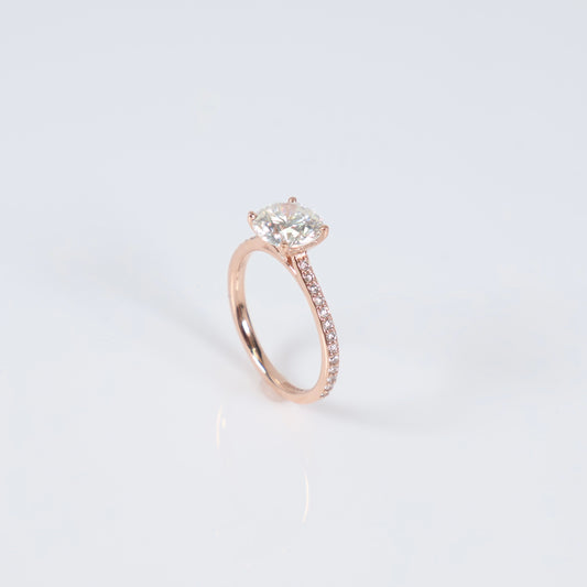 14K RG Lab Diamond Round Brilliant With Certificate Engagement Ring / 2.7gr / Sz 7 / 2Ct Lab / F / VS1