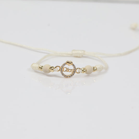 18K YG Silhouette Dios - Diamond Cut Balls Bracelet Tejido / 0.61gr / 3mm / White Zircons