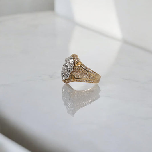 14K 2 Tone Jesus Praying Rings / 7.2gr / Sz 10 / White Zircons