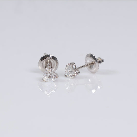 14K WG Lab Diamond Mini Heart Stud Earrings / 0.68gr / 4mm / 0.25 CTTW Lab VS / E-F
