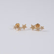 18K Yellow Gold Star Trail Stud Earrings 0.65gr