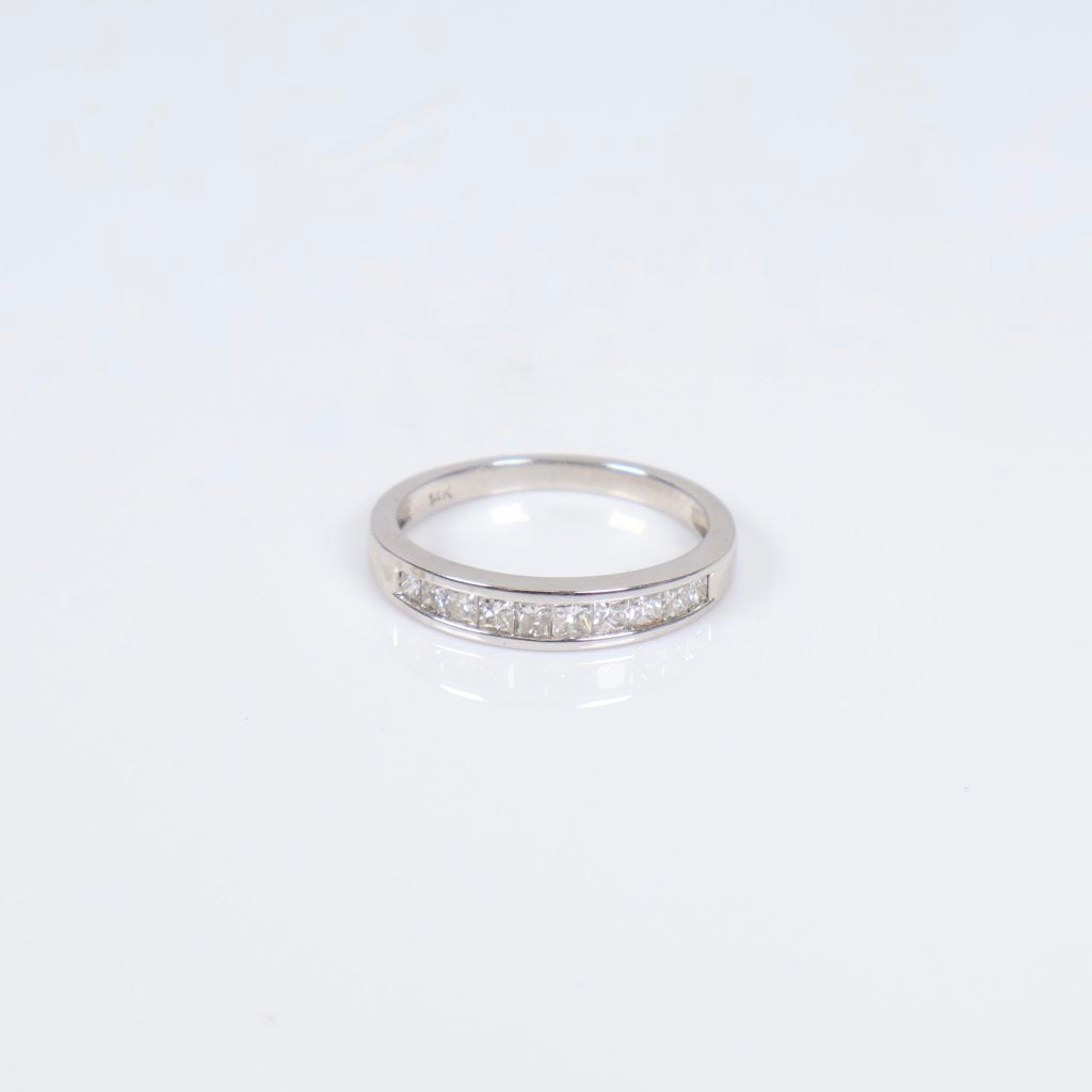 14K WG Lab Diamond Luxury Band Engagement Ring / 3gr / Sz 7 / 0.50Ct Lab Dia