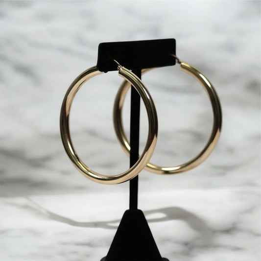 10K YG Fashion Hoop Earrings / 6.65gr / 2in