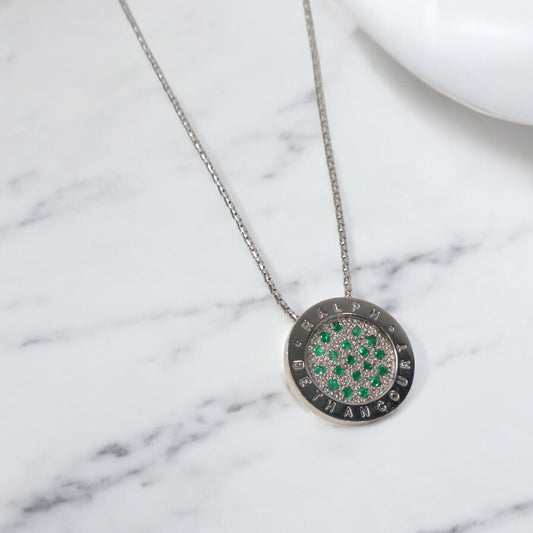Silver 925 Ralph Bethancourt Set Jewelry / 9.15gr / 1.2mm / 20in / Emerald