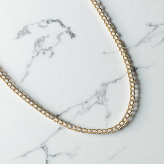 14K Yellow Gold American Cuban Link Chain Diamond Cut / 2.6gr / 2.4mm / 18in