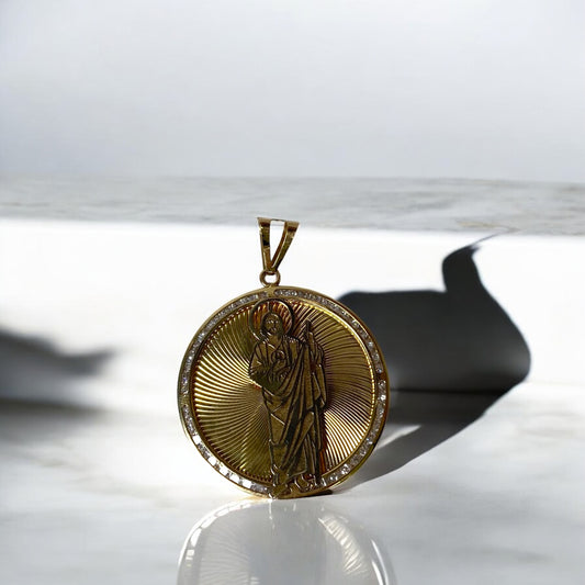 14K Yellow Gold Christ Pendant With Zirconia / 7.2gr