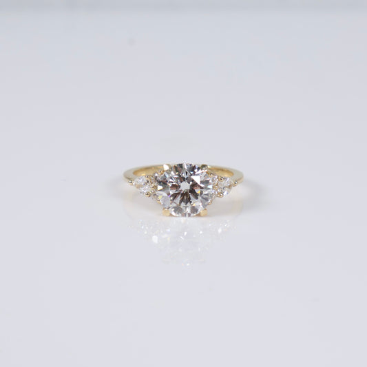 14K YG Lab Diamond Round Brilliant With Certificate Engagement Ring / 3.42gr / Sz 6 3/4 / 2.46Ct Lab Dia / E / VS1