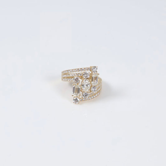 14K YG Lab Diamond Oval-Emerald Cut Ring / 3.83gr / Sz 6 / 2.86Ct Lab / VS / F