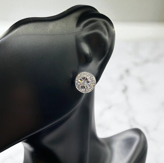 14K White Gold Diamond Circle Stud Earrings 0.68Ct / 2.1gr