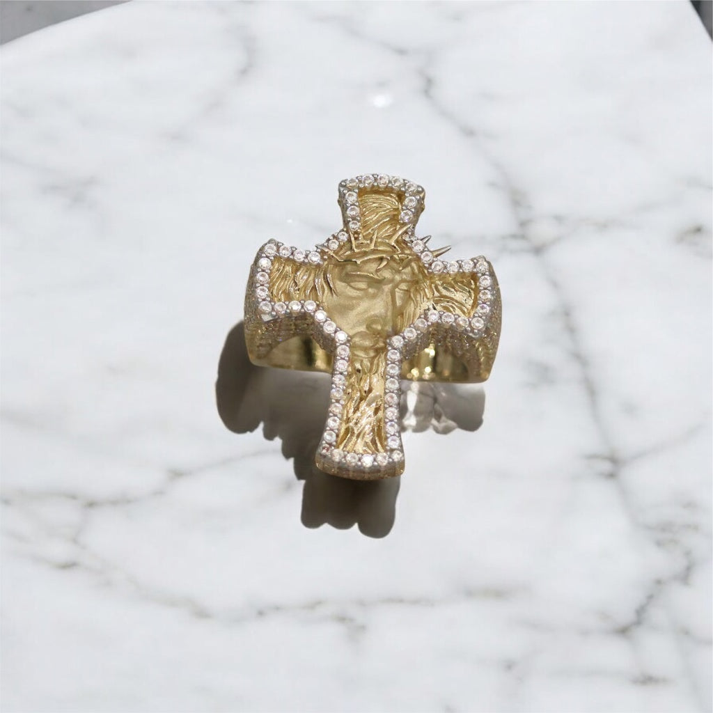 14K YG Jesus Face Ring / 10gr / Sz 10
