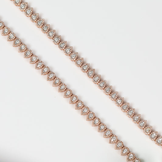 10K RG Diamond Luxury Pear Style Chain / 23.74gr / 5.7mm / 17in / D-3.65Ct