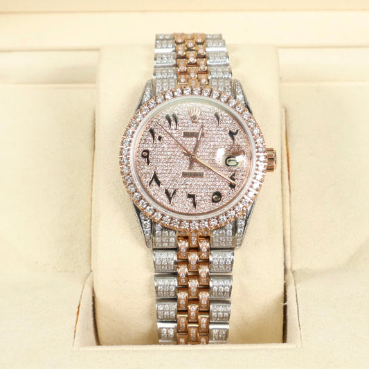 Watch Bustdown Rolex 2 Tone Rose Arabic Numbers Watch / 36mm /