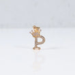 18K YG Letter P With Crown Pendant / 1.5gr / 0.7in / White Zircons