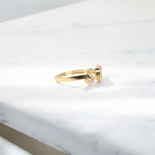 10K YG  Diamond HK - Letter S Rings / 2.13gr / Sz 7 / 0.12Wt Dia