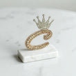 14K Rose-White Gold Letter C With Crown Pendant Ct Dia / 8.3gr / 1.4in