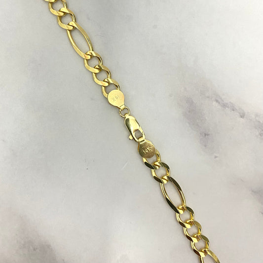 14K Yellow Gold Figaro Chain / 27.3gr / 6.7mm / 20in