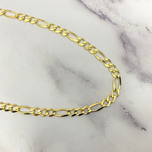 14K Yellow Gold Figaro Chain / 24.2gr / 6.7mm / 18in