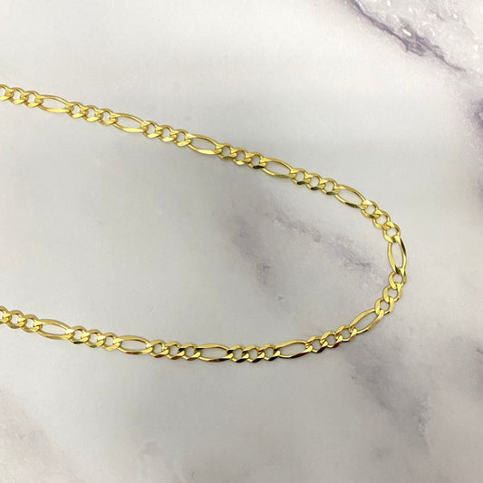 14K Yellow Gold Figaro Chain / 10.7gr / 4.4mm / 18in