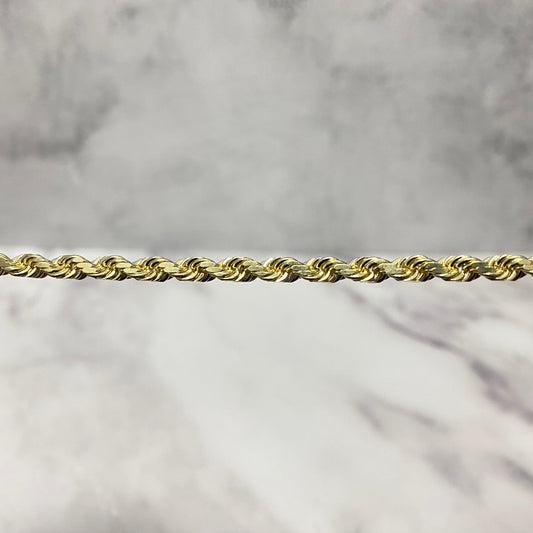 14K Yellow Gold Rope Solid Chain / 51.6gr / 5.8mm / 20in