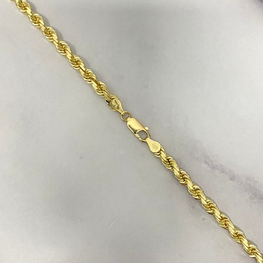 14K Yellow Gold Rope Solid Chain / 51.6gr / 5.8mm / 20in