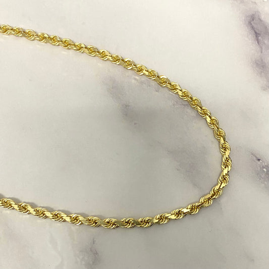 14K Yellow Gold Rope Solid Chain / 30.7gr / 4.6mm / 18in