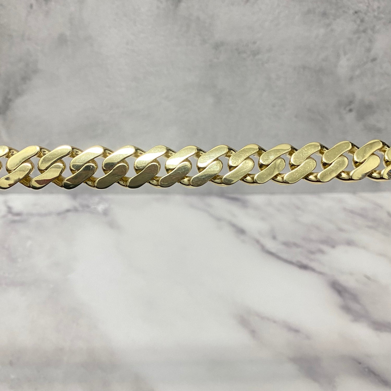 14K Yellow Gold Monaco Cuban Link Chain With Zircons / 50.3gr / 13.4mm / 18in