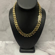 14K Yellow Gold Monaco Cuban Link Chain With Zircons / 50.3gr / 13.4mm / 18in