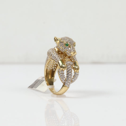 Panther Ring 10K Yellow Gold With Zirconia / 10,4gr / Size 8