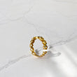 18K Yellow Gold Hearts Necklace Ring With Zircons / 2.6gr / Size 7 1/4