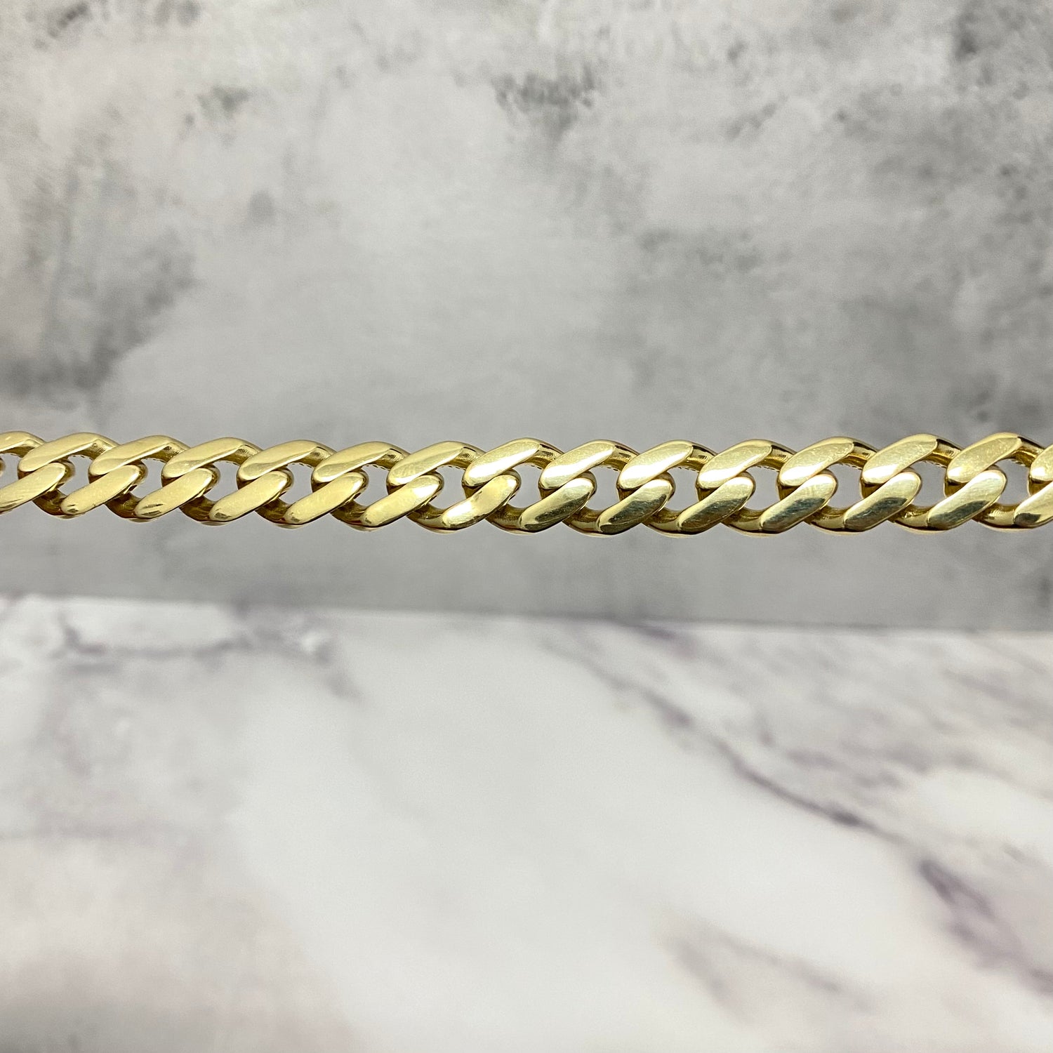 14K Yellow Gold Monaco Cuban Link Chain With Zircons / 43.3gr / 10.8mm / 24in