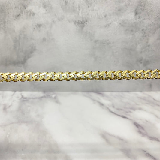 14K Yellow Gold Monaco Cuban Link Chain With Zircons / 32.4gr / 9.2mm / 24in