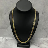 14K Yellow Gold Monaco Cuban Link Chain With Zircons / 37.3gr / 10.9mm / 22in