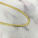 14K Yellow Gold Monaco Cuban Link Chain With Zircons / 37.3gr / 10.9mm / 22in