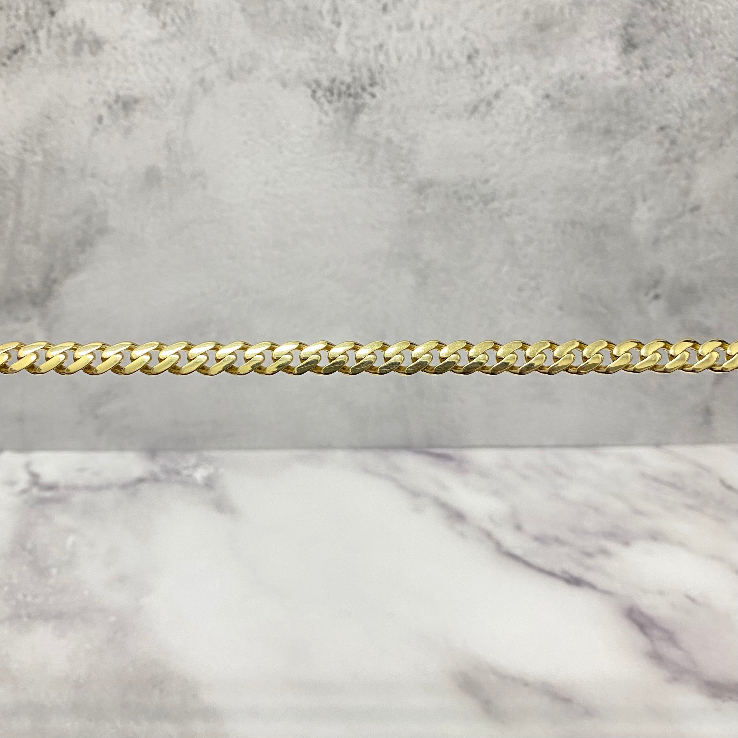 14K Yellow Gold Monaco Cuban Link Chain With Zircons / 37.3gr / 10.9mm / 22in