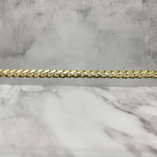 14K Yellow Gold Monaco Cuban Link Chain With Zircons / 20.1gr / 6.1mm / 24in