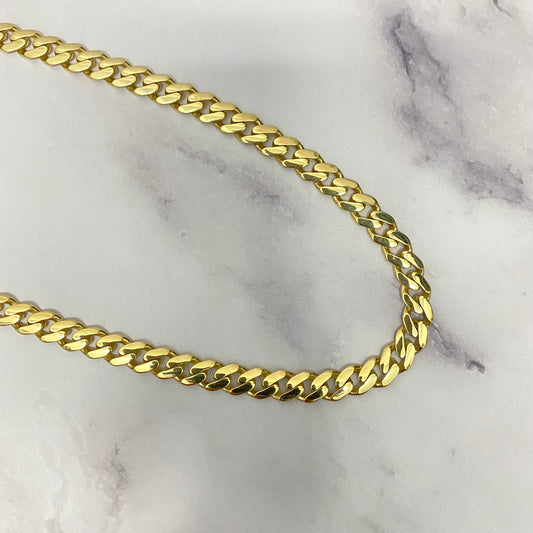 14K Yellow Gold Monaco Cuban Link Chain With Zircons / 16.4gr / 5mm / 20in