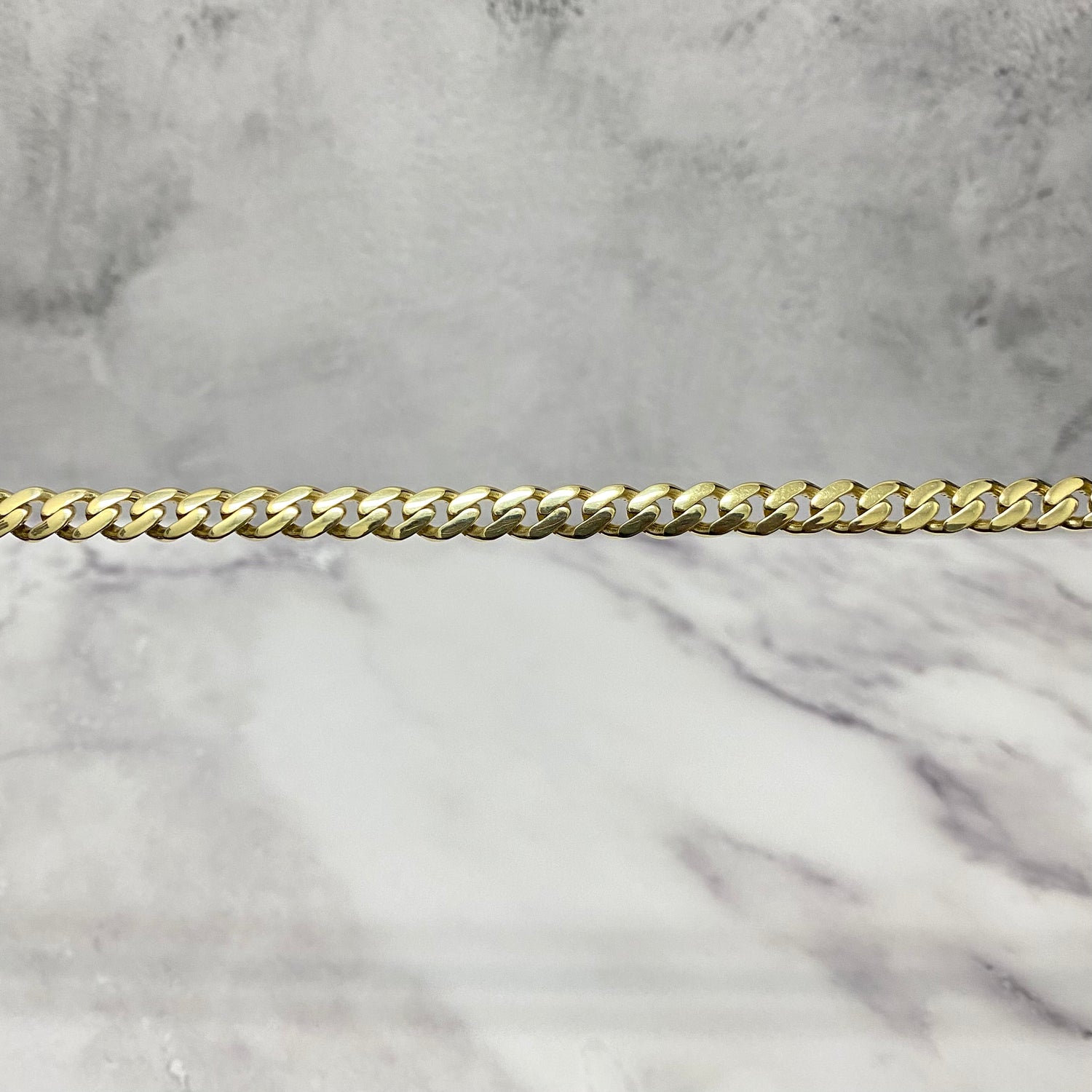 14K Yellow Gold Monaco Cuban Link Chain With Zircons / 18.8gr / 6.2mm / 18in