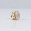 14K YG Lab Diamond Huggy 3 Row Hoop Earrings / 3.26gr / 0.5in / 1.15Ct Lab Dia / H / VS