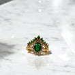 18K Yellow Gold Tiara Ring With Green/White Zircons / 3gr / Size 5.5