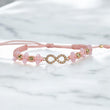 18K YG Infinity-Diamond Cut Balls Bracelet Tejido / 1.72gr / Adjustable / White Zircons