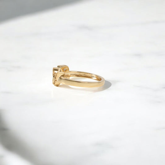 10K YG Diamond Butterfly - Letter F Rings / 2.14gr / Sz 7 / 0.08Wt Dia